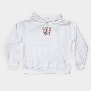 Floral Monogram Letter W Kids Hoodie